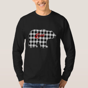 Mens Buffalo Zwart en Wit Geruit Dad Bear Kerstmis T-shirt
