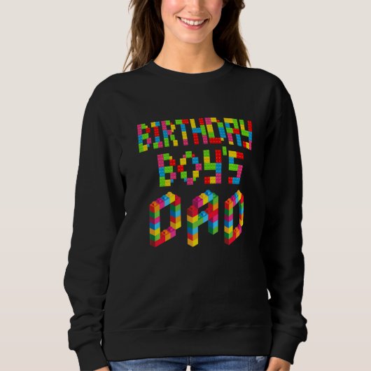 Mens Building Brick Block Dad of Birthday Boy Trui (Voorkant)