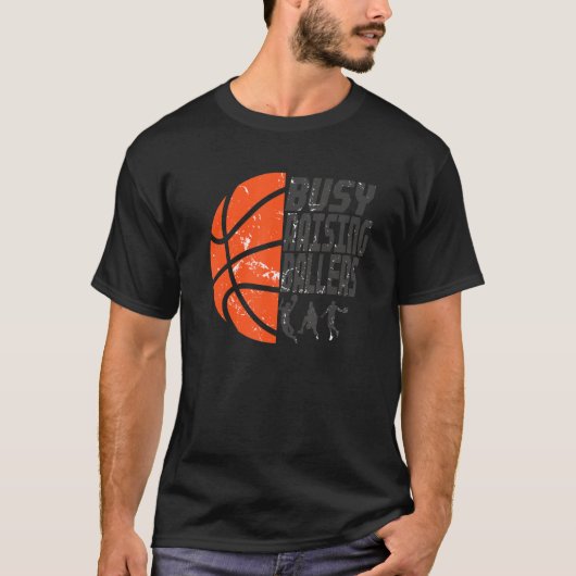 Mens Busy Raising Ballers   Basketball Dad T-shirt (Voorkant)
