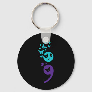 Mens Butterfly Puntkomma Awareness Mentale Gezondh Sleutelhanger