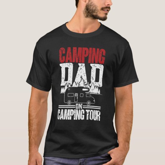 Mens Camping Dad On Tour Camper Caravan Camping T-shirt (Voorkant)