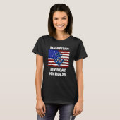 Mens Capitan My Boat My Rules Pontoon American Fla T-shirt (Voorkant volledig)