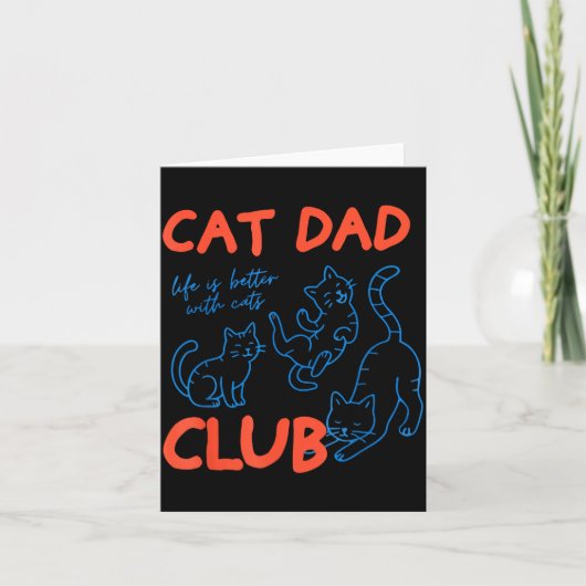 Mens Cat Dad Club Funny Cat Meme Fathers Day Cat L Kaart (Voorkant)