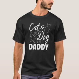 Mens Cat & Dog Vader Honden Kat Papa Honden Papa T-shirt