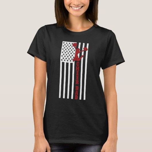 Mens Cheer Dad US Flag Cheerleading Father Of A Ch T-shirt (Voorkant)