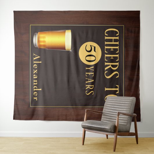 Mens Cheers op 50 Jaar Fab Verjaardag Tapijt Wandkleed (In Situ (horizontaal))