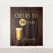 Mens Cheers op 50 Jaar Fab Verjaardag Tapijt Wandkleed (Voorkant)