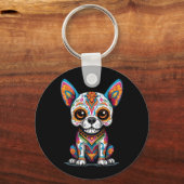 Mens Chihuahua Dag Van De Overheidsinstantie Sleutelhanger (Voorkant)