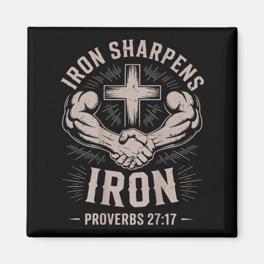 Men's Christian Workout Iron Sharpens Iron Proverb Magneet (Voorkant)