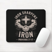 Men's Christian Workout Iron Sharpens Iron Proverb Muismat (Met muis)