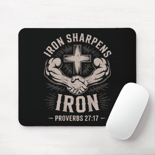 Men's Christian Workout Iron Sharpens Iron Proverb Muismat (Met muis)