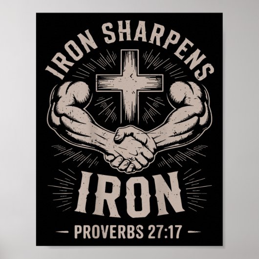 Men's Christian Workout Iron Sharpens Iron Proverb Poster (Voorkant)