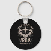 Men's Christian Workout Iron Sharpens Iron Proverb Sleutelhanger (Voorkant)