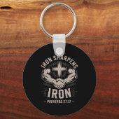 Men's Christian Workout Iron Sharpens Iron Proverb Sleutelhanger (Voorkant)