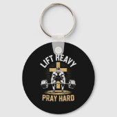 Men's Christian Workout Lift Heavy Pray Hard Jesus Sleutelhanger (Voorkant)