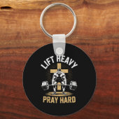Men's Christian Workout Lift Heavy Pray Hard Jesus Sleutelhanger (Voorkant)