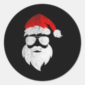 Mens Christmas Santa Claus Face Sungles With Hat B Ronde Sticker (Voorkant)