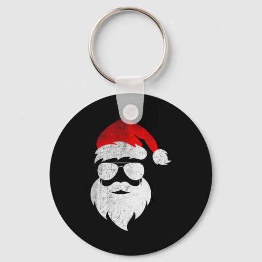 Mens Christmas Santa Claus Face Sungles With Hat B Sleutelhanger (Voorkant)