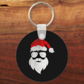 Mens Christmas Santa Claus Face Sungles With Hat B Sleutelhanger (Voorkant)