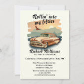 Men's classic car desert sunset 50th Birthday Kaart (Voorkant)