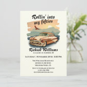 Men's classic car desert sunset 50th Birthday Kaart (Staand voorkant)