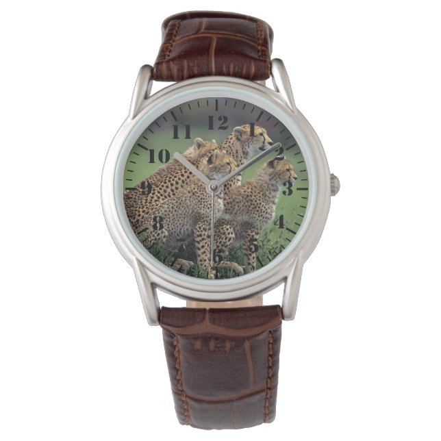 Mens Classic Watch/Wildlife Cheetah's Horloge (Voorkant)