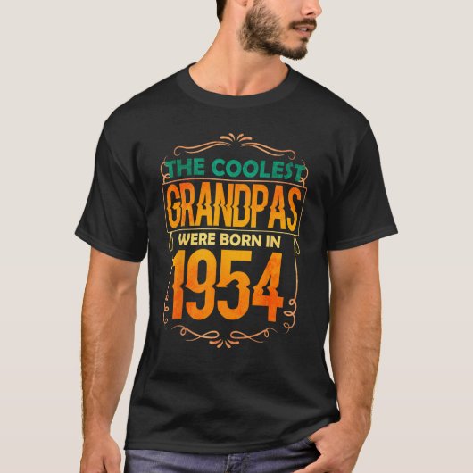 Mens Cool Grandpa Grandfather Born 1954 T-shirt (Voorkant)