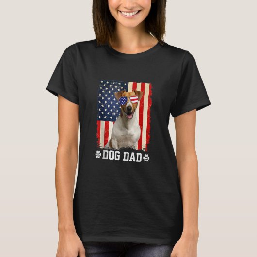 Mens Cool Jack Russell Terrier Dog Dad American Fl T-shirt (Voorkant)