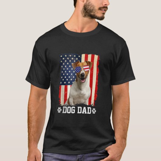 Mens Cool Jack Russell Terrier Dog Dad American Fl T-shirt (Voorkant)