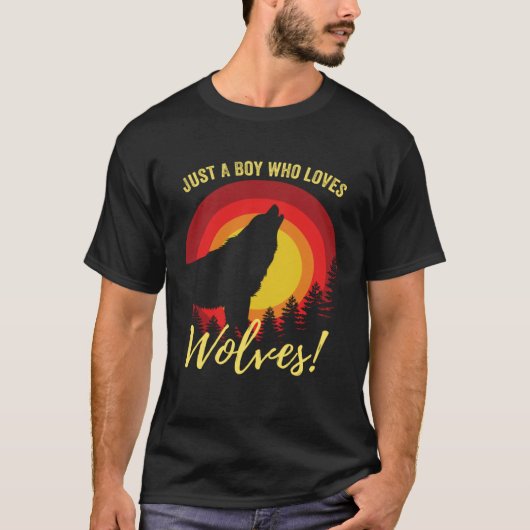 Mens Cool Just A Boy Who Loves Wolves Boys Wolf    T-shirt (Voorkant)