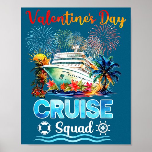 Mens Cruise Squad Valentine's Day Vacation Travel Poster (Voorkant)