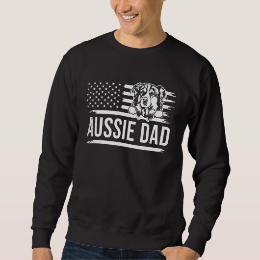 Mens Cute AUSSIE dog DAD dog owner US america flag Trui (Voorkant)