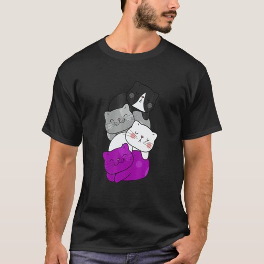 Mens Cute LGB Asexual Flag Pride Cat LGB Cute Cats T-shirt (Voorkant)