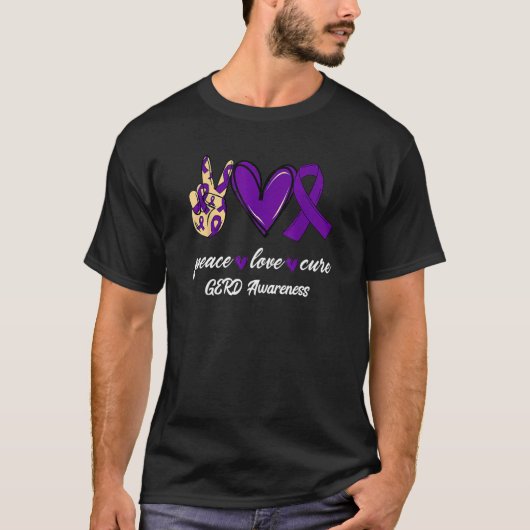 Mens Cute Peace Love Cure GERD Awareness T-shirt (Voorkant)
