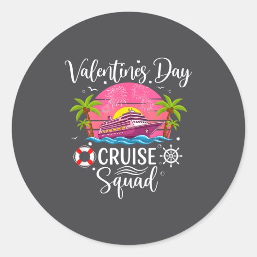 Mens Cute Valentines Day Cruise Squad 20026 Design Ronde Sticker (Voorkant)