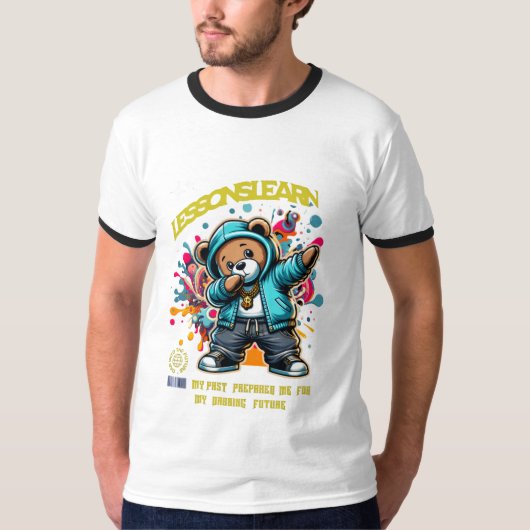 MEN'S DABBING FUTURE LESSONS LEARN RINGER T SHIRT (Voorkant)