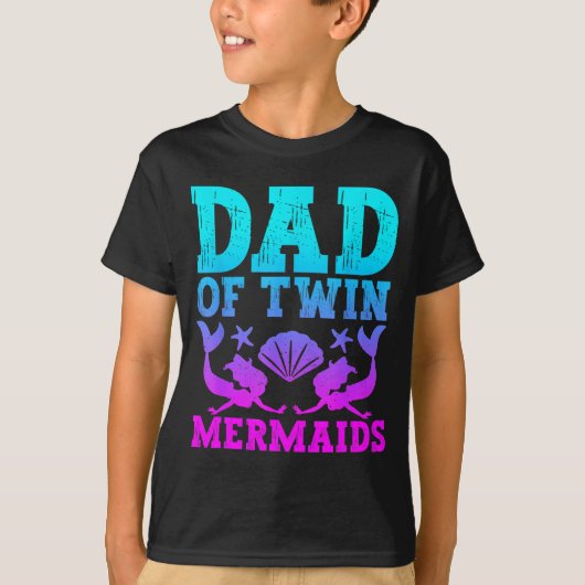 Mens Dad Of Twins Mermaid Father's Day Pregnancy A T-shirt (Voorkant)