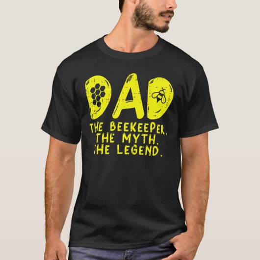Mens Dad The Beekeeper Myth Legend Beekeeping Bee  T-shirt (Voorkant)