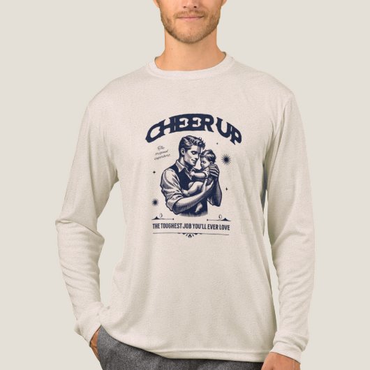 MEN'S DADDY CHEER UP LONG SLEEVE TEE Tri-Blend SHIRT (Voorkant volledig)