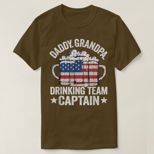 Mens Daddy Grandpa USA Drinking Team Captain 4th O T-shirt (Design voorkant)