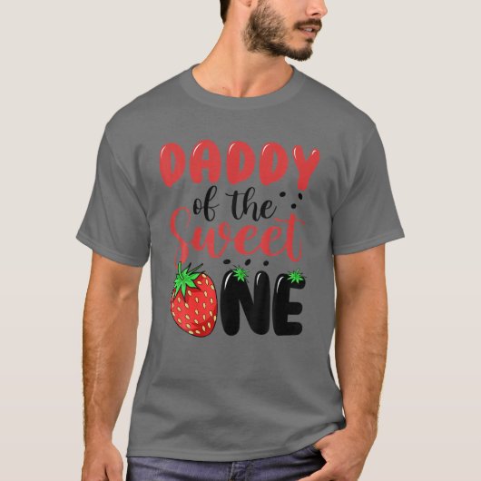 Mens Daddy Of The Sweet One Strawberry 1St First B T-shirt (Voorkant)
