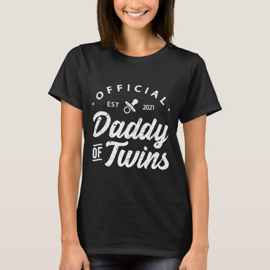 Mens Daddy Of Twins Shirt Funny New Dad To Be Expe (Voorkant)