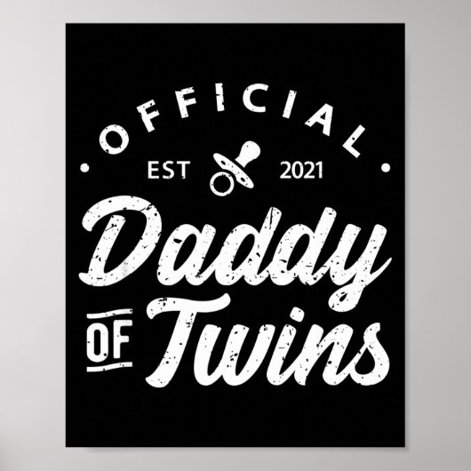 Mens Daddy Of Twins Shirt Funny New Dad To Be Expe Poster (Voorkant)