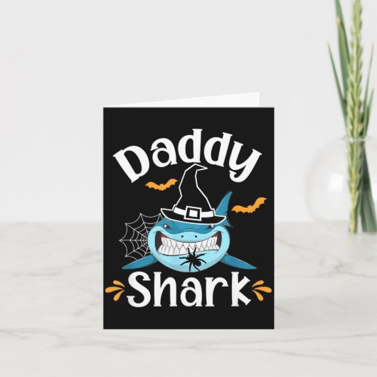 Mens Daddy Shark Funny Halloween Daddy Announcemen Kaart (Voorkant)