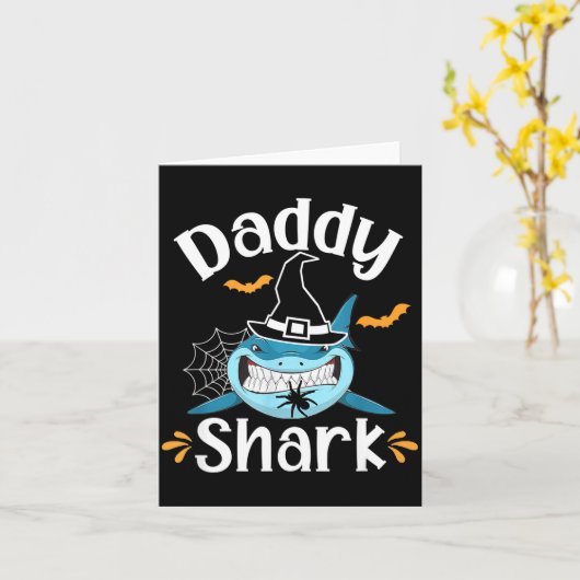 Mens Daddy Shark Funny Halloween Daddy Announcemen Kaart (Gele Bloem)