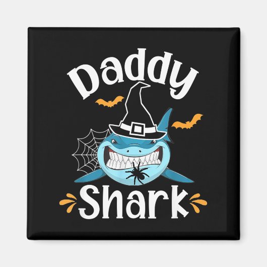 Mens Daddy Shark Funny Halloween Daddy Announcemen Magneet (Voorkant)