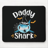 Mens Daddy Shark Funny Halloween Daddy Announcemen Muismat (Voorkant)