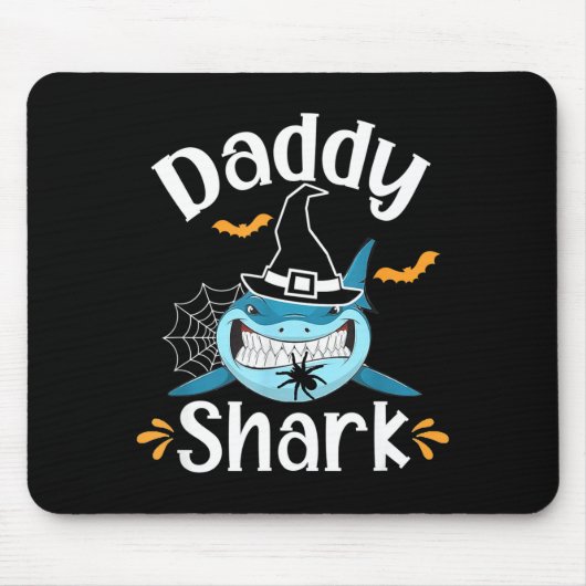 Mens Daddy Shark Funny Halloween Daddy Announcemen Muismat (Voorkant)