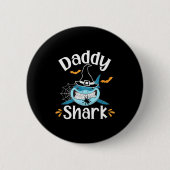 Mens Daddy Shark Funny Halloween Daddy Announcemen Ronde Button 5,7 Cm (Voorkant)