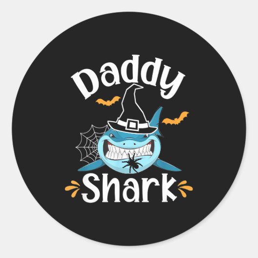 Mens Daddy Shark Funny Halloween Daddy Announcemen Ronde Sticker (Voorkant)